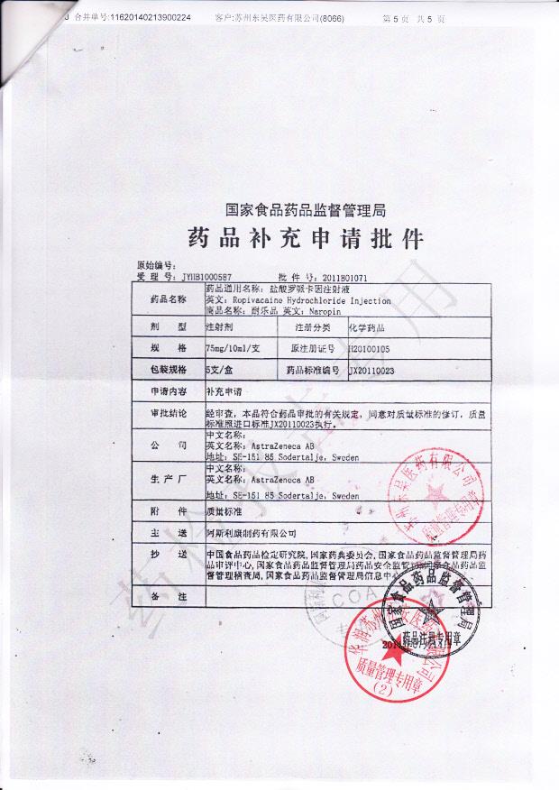 LAGK盐酸罗哌卡因注射液5