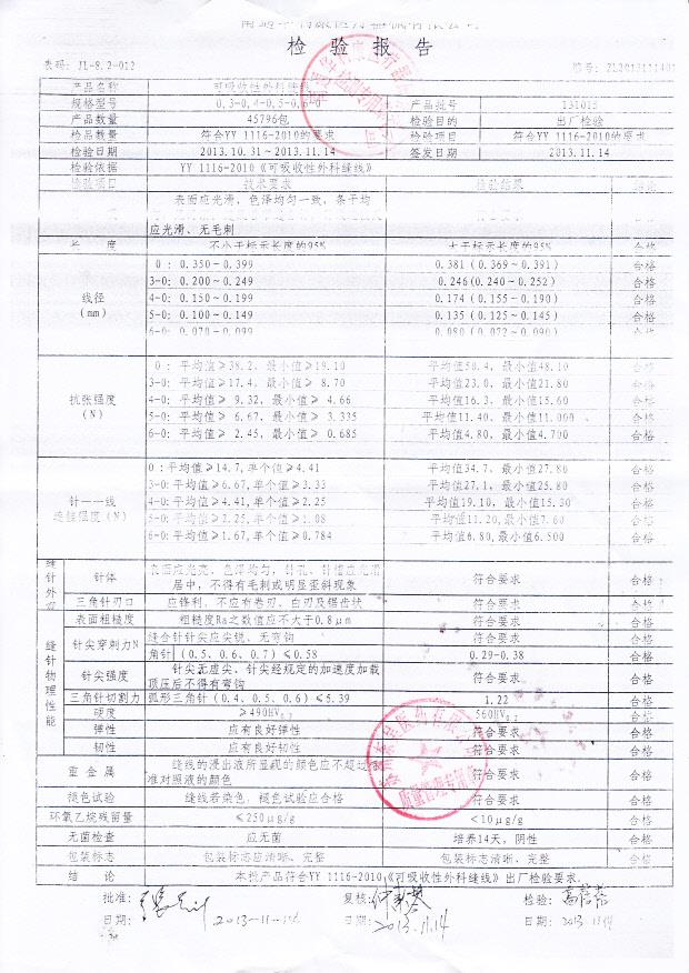 131015可吸收性外科缝线