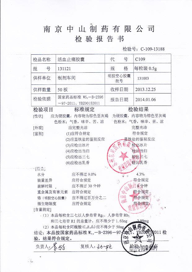 131121活血止痛胶囊