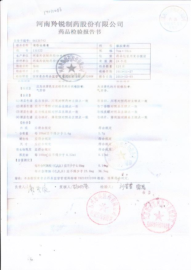 131122通络祛痛膏