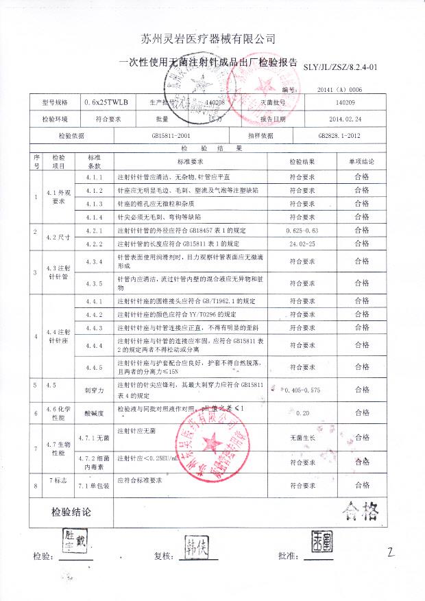 140209一次性使用无菌注射针