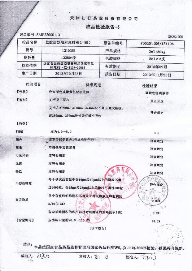 1310251盐酸法舒地尔注射液