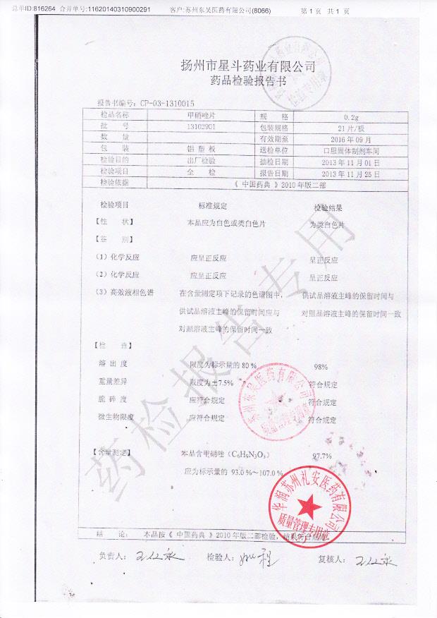 13102901甲硝唑片