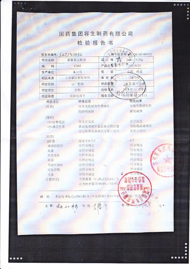 13110121氯霉素注射液