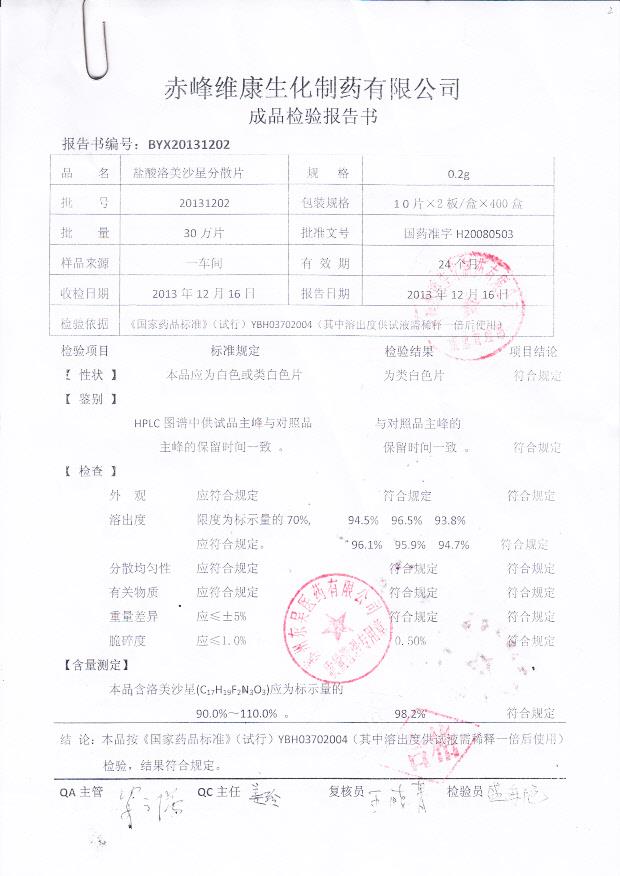 20131202盐酸洛美沙星分散片