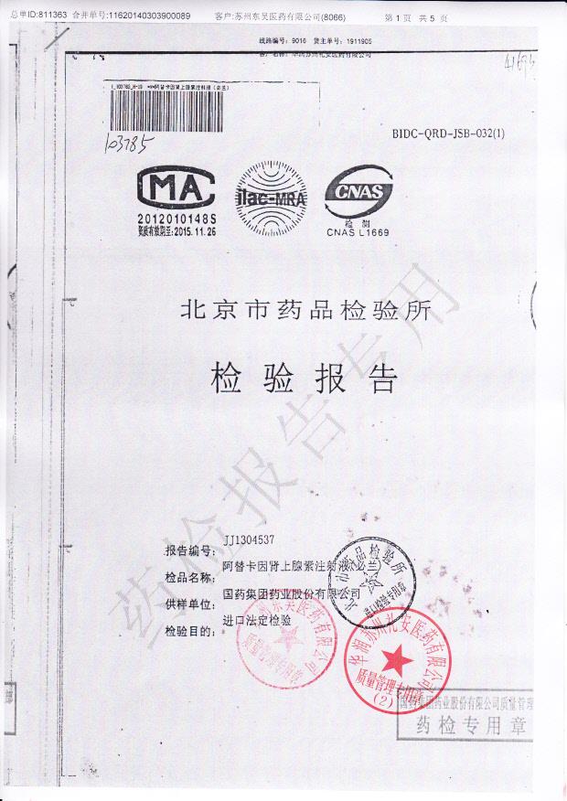 H-19阿替卡因肾上腺素注射液1