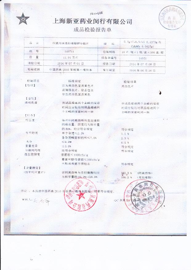 140711阿莫西林克拉维酸钾分散片