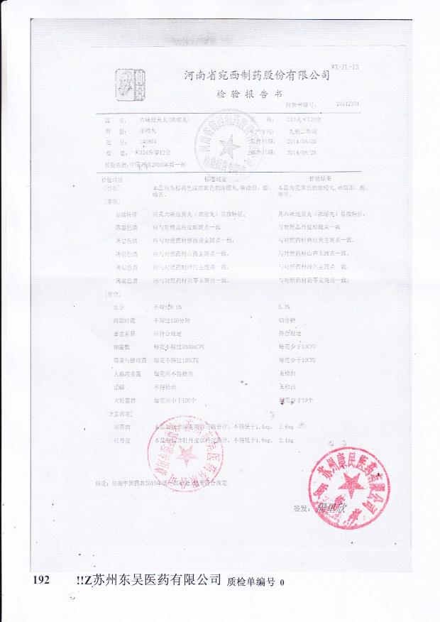 140804六味地黄丸（浓缩丸）