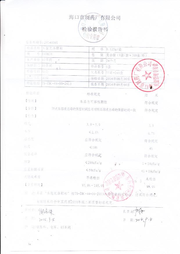 140839头孢克洛颗粒