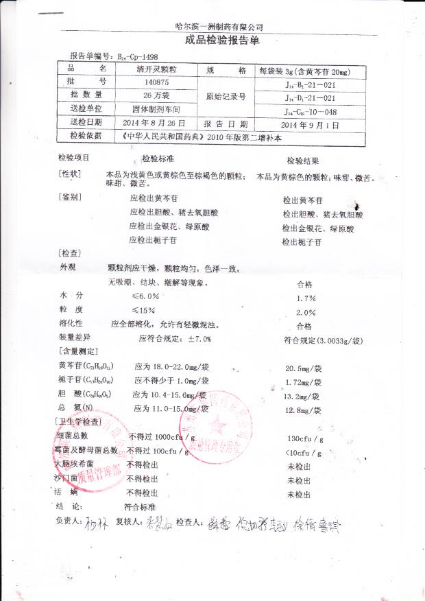 140875清开灵颗粒