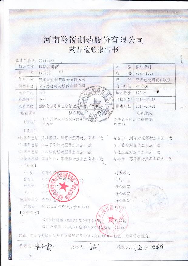 140903通络祛痛膏