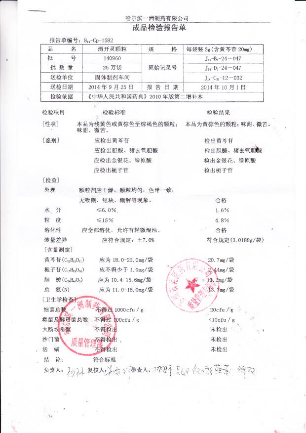 140960清开灵颗粒