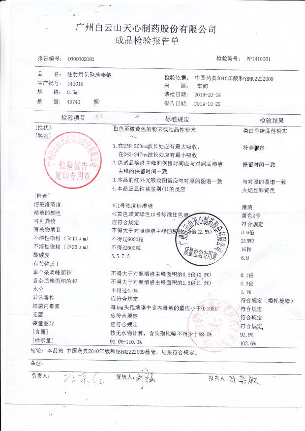 141016注射用头孢地嗪钠.