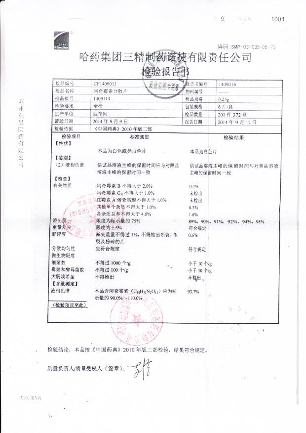 1409114阿奇霉素分散片