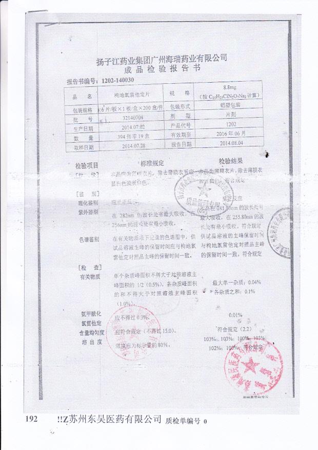 32140704枸地氯雷他定片1