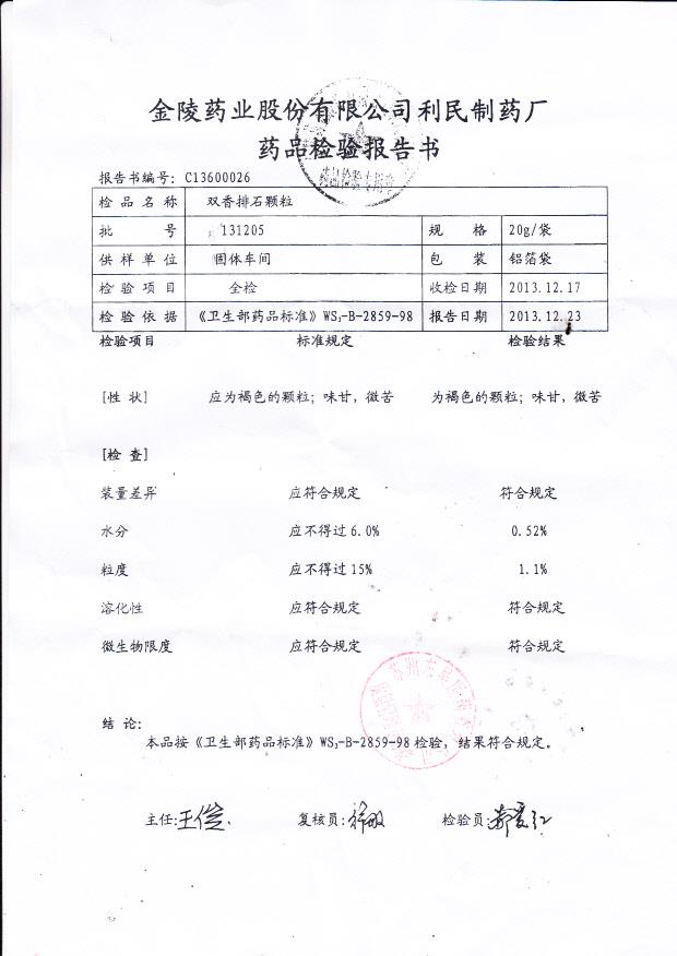 131205双香排石颗粒