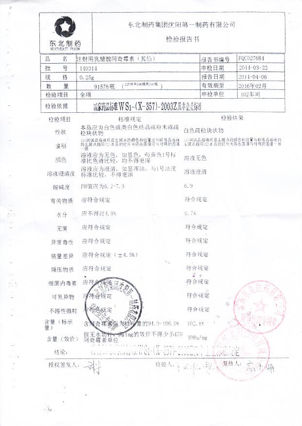 140314注射用乳糖酸阿奇霉素