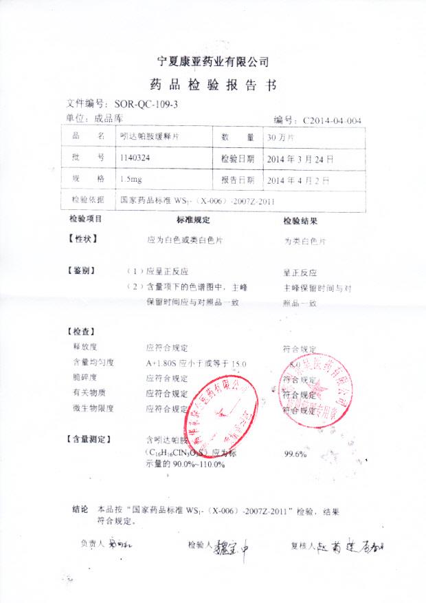 1140324吲达帕胺缓释片