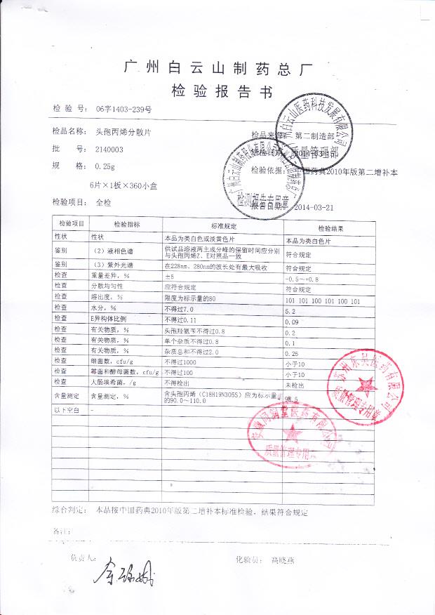 2140003头孢丙烯分散片