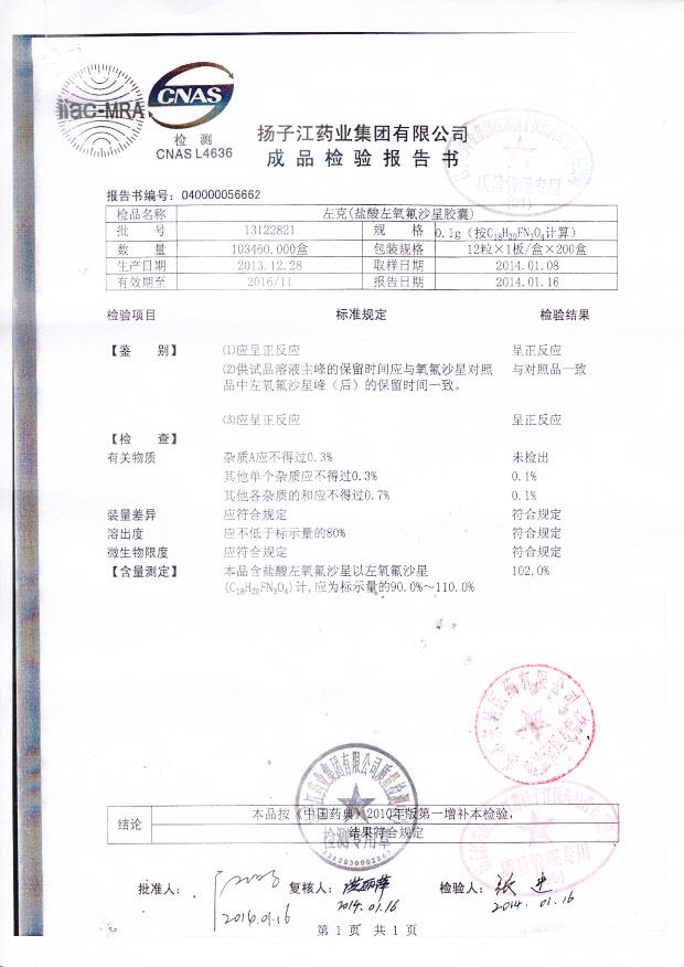 13122821盐酸左氧氟沙星胶囊