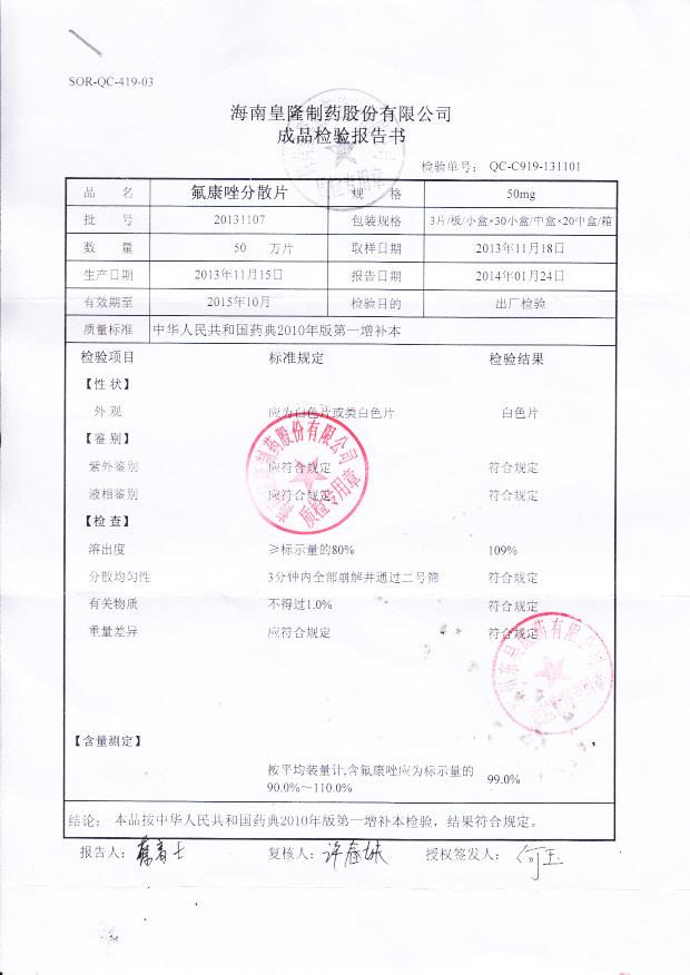 20131107氟康唑分散片