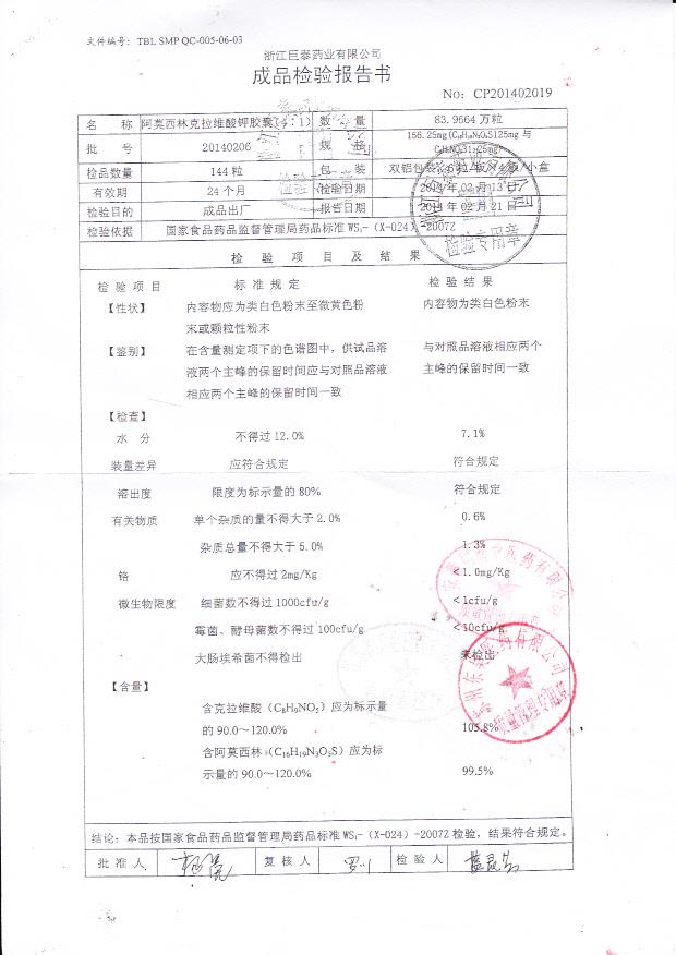 20140206阿莫西林克拉维酸钾胶囊