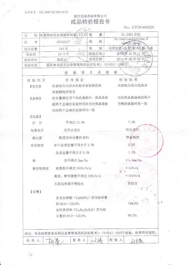 20140207阿莫西林克拉维酸钾胶囊