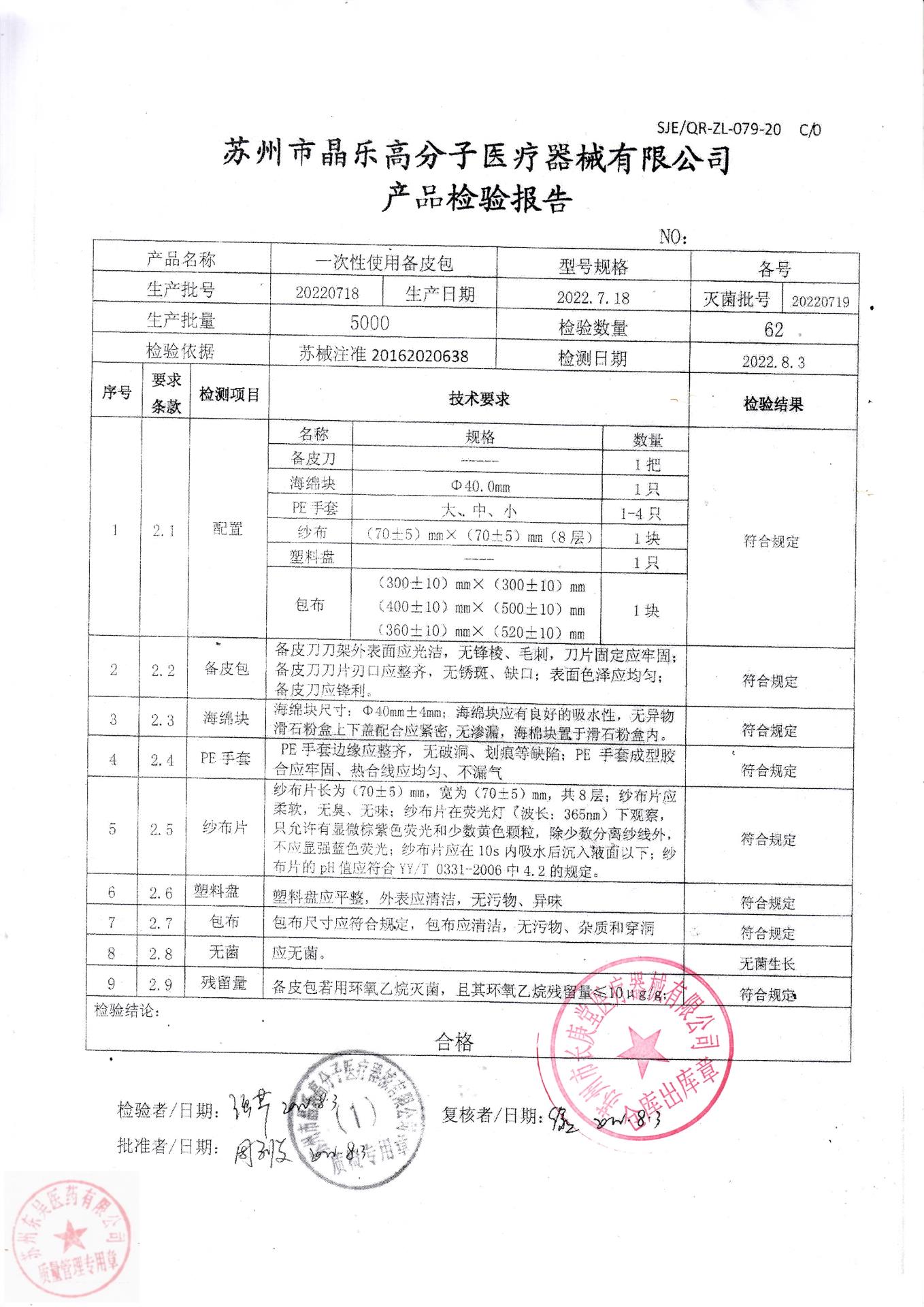 20220718苏州晶乐一次性使用备皮包
