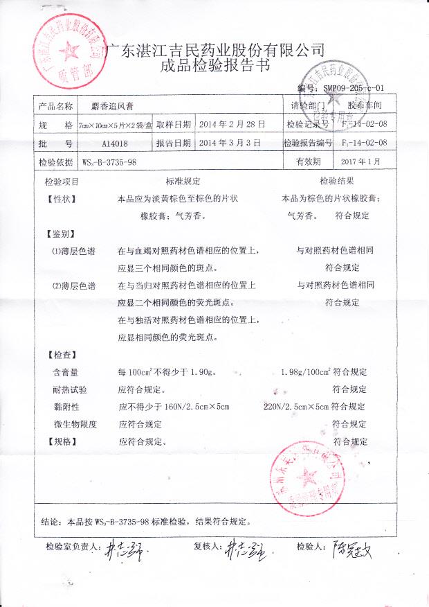 A14018麝香追风膏