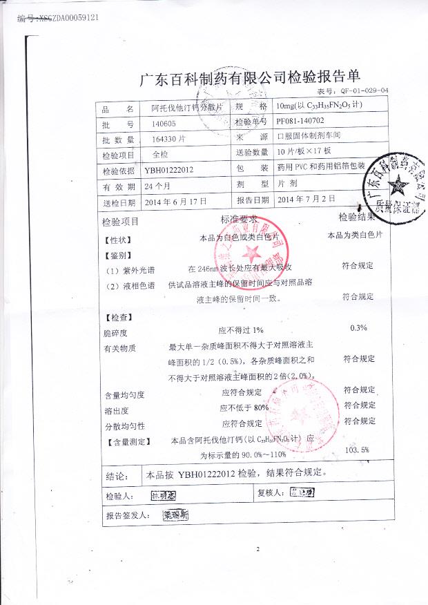 140605阿托伐他汀钙分散片.