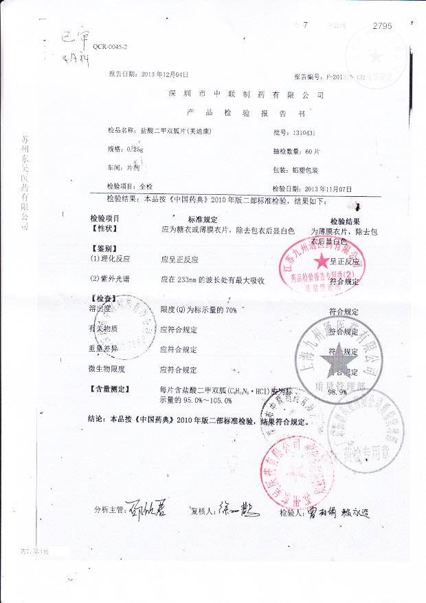 1310431盐酸二甲双胍片（美迪康）