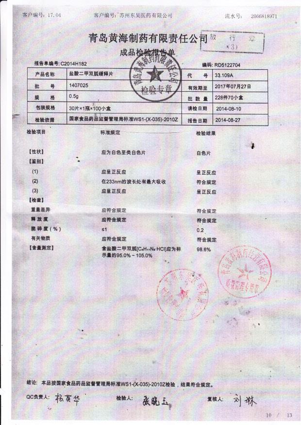 1407025盐酸二甲双胍缓释片