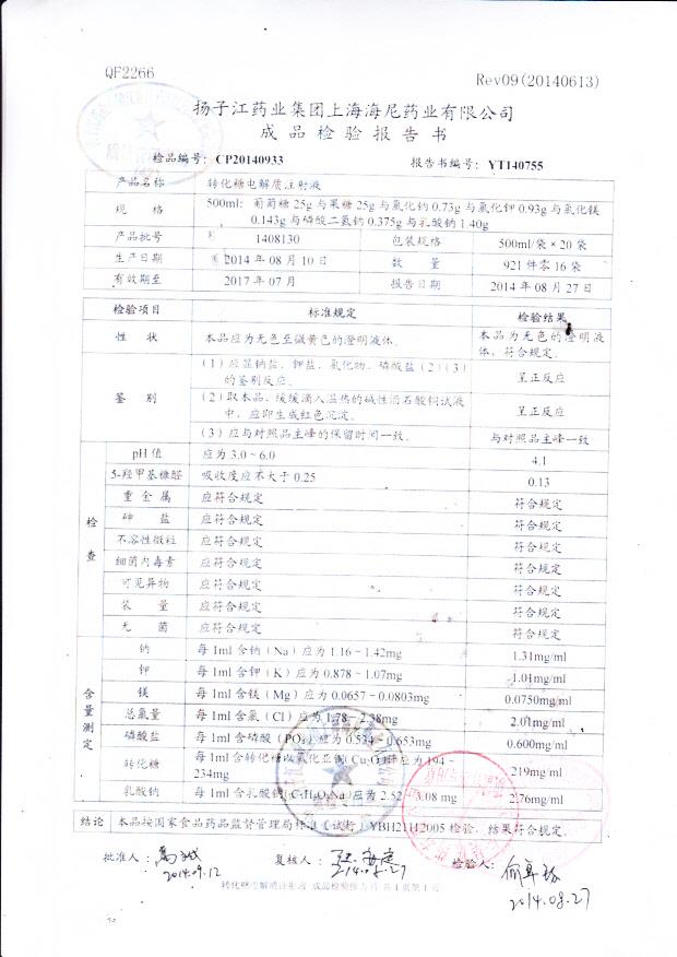 1408130转化糖电解质注射液