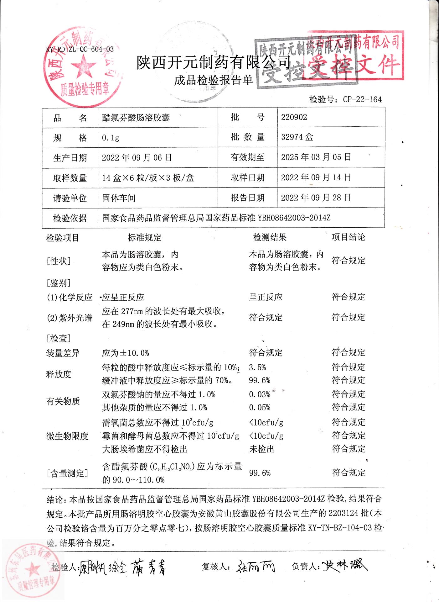 220902醋氯芬酸肠溶胶囊