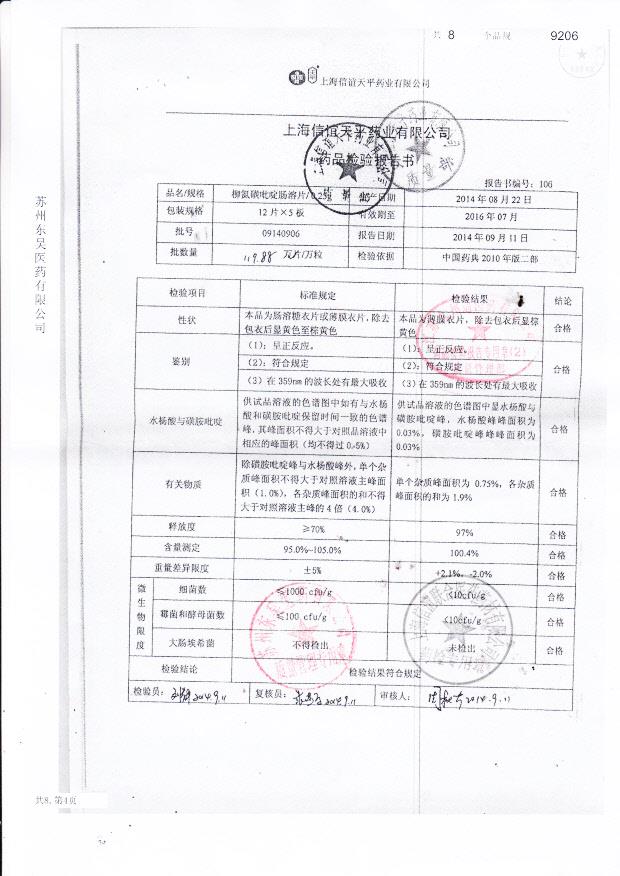 09140906柳氮磺吡啶肠溶片