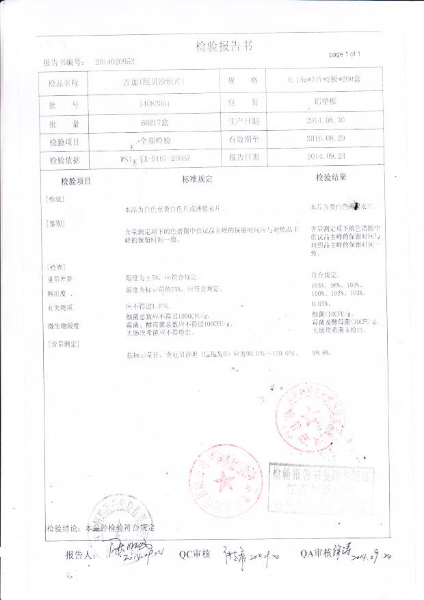 14083051吉加（厄贝沙坦片）