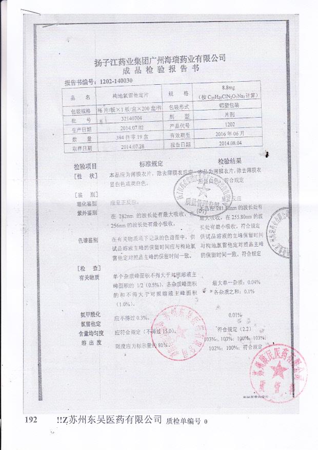 32140704枸地氯雷他定片1