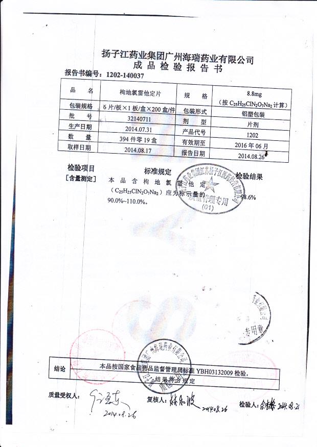 32140711枸地氯雷他定片2