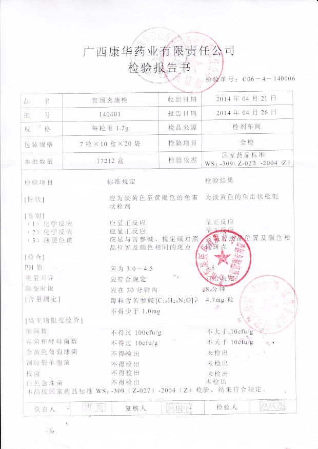 140401宫颈炎康栓