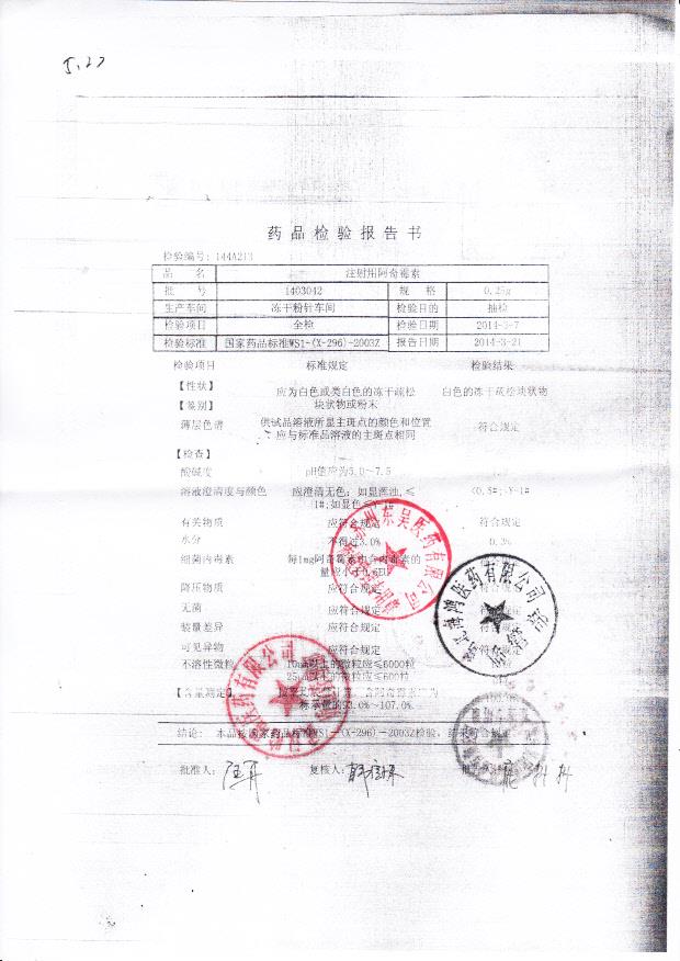 1403042注射用阿奇霉素