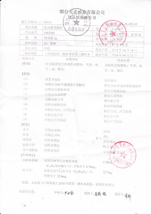 1403050防风通圣颗粒