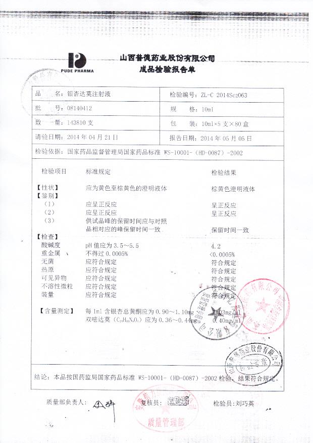 08140412银杏达莫注射液