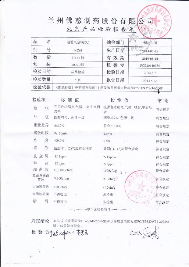 14C63逍遥丸（浓缩丸）