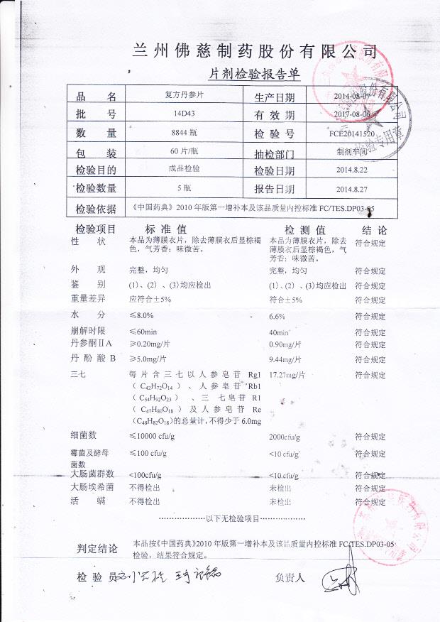 14D43复方丹参片