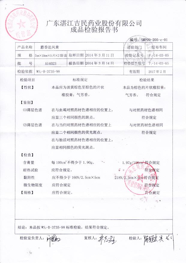 A14023麝香追风膏