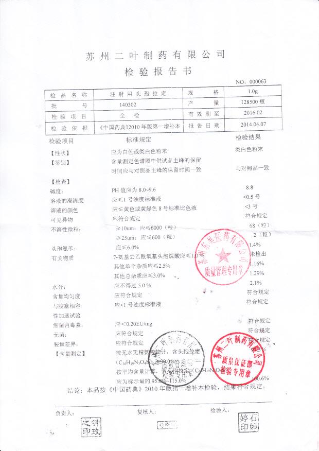 140302注射用头孢拉定