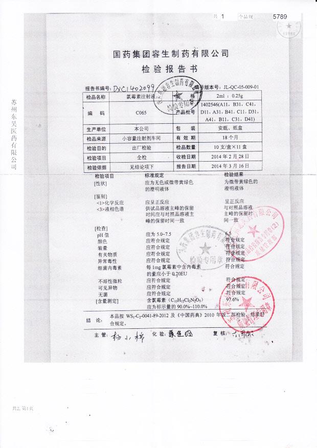 1402546氯霉素注射液