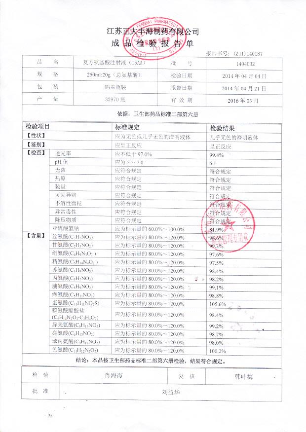 1404032复方氨基酸注射液
