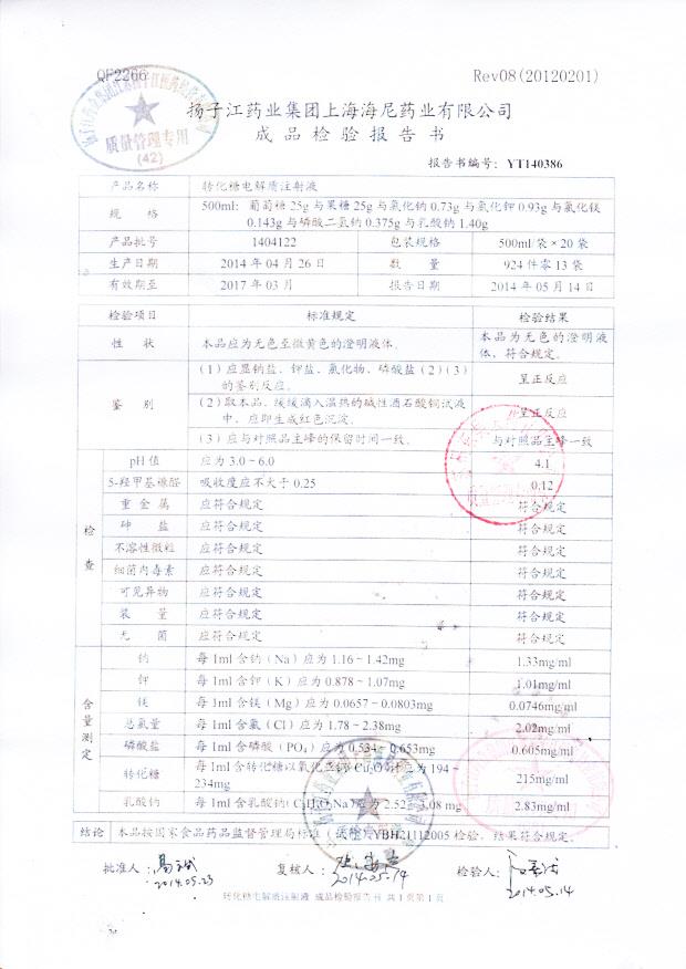 1404122转化糖电解质注射液