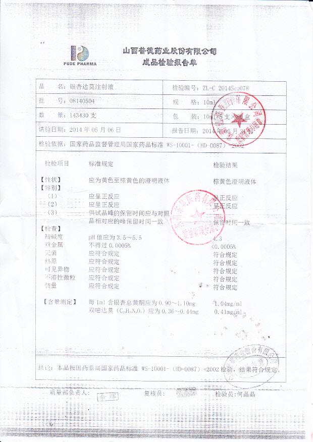 08140504银杏达莫注射液